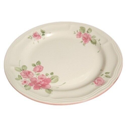 Gibson Designs ROSELAND Dinner Plate 10 ½” D Pink Roses Tan Body Pink