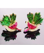 Vintage Crown Trifari Earrings / pink carnation flowers /  Alfred Philippe Invis - $875.00