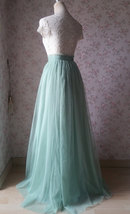 Sage Green Side Slit Tulle Skirt Plus Size Sage Green Bridesmaid Tulle Skirt image 4