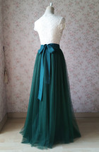 Dark Green Wedding Tulle Skirt Bow Dark Plus Size Bridesmaid Tulle Maxi Skirt image 6