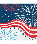 Fireworks July 4th 16 Ct Lunch Napkins Memorial Veterans Day - $3.65