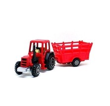 Farm Tractor With A Cart, Red Welly Tractor Collector's Model, New - $25.29