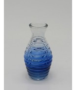 Two-Toned Blue / Clear Colored Mini Glass Round Ribbed Flower Vase H = 4.5 Inch - $12.00