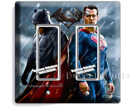 Batman v Superman Bruce Wayne Kent Clark superheros double GFI light swi... - $15.99