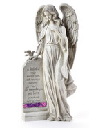 Memorial Standing Angel 16&quot; High Garden or Home Decor Poly Stone with Se... - $118.79