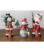 Lot of 3 Christmas Figurines, Santa Claus, Snowman &amp; Snow Woman - $31.50