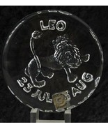 Vintage Zodiac Sign LEO Dartington England Reverse Cut Lion Glass Paperweight - $15.81