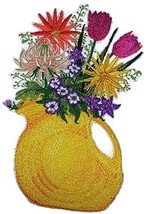Custom and Unique Spring Blooms Flowers with Vase[Pitcher of Flowers] Embroidere - $19.30