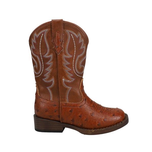Bumps Faux Ostrich Square Toe Cowboy Boots (Little Kid) Women's Shoes