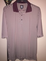 Mens FootJoy Maroon/White Golf Polo Shirt Sz Large w/Sterling Country Cl... - $44.54