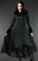 Women&#39;s Green Brocade Gothic Victorian Winter Long Corset-Back Steampunk... - $167.99