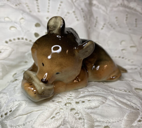 Vintage LFZ Lomonosov Porcelain Figurine Brown Bear Eating Made In ...