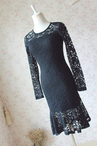 Women's Retro Floral Lace Long Sleeve Fitted Midi Cocktail Party Dress NWT image 3