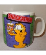 Garfield Cat Snackathon Coffee Mug  10 oz Cup 1986 Colorful Sandwich Car... - $14.99