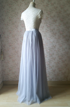 Light Gray Tulle Skirt, Floor Length Tulle Maxi Skirt,  Bridesmaid Skirt Outfit image 7