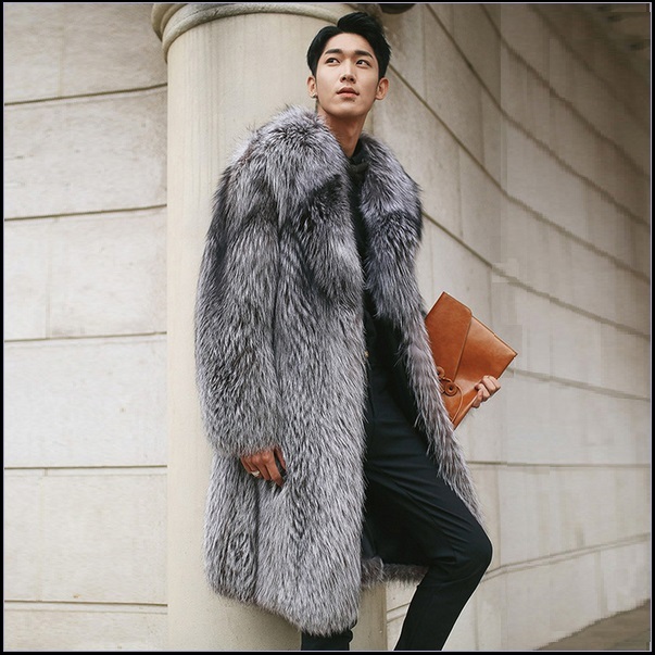 gray faux fur coat
