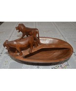 Hand Carved West African Bowl with Tiger &amp; Lion - $22.00