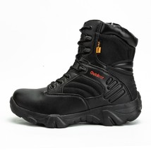 Men Leather Boots Waterproof Mountain Combat Army Work Shoes Military De Segurid - $101.02