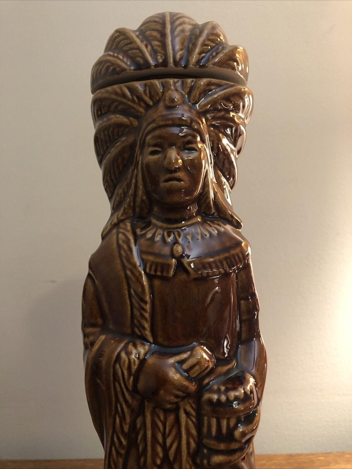 VINTAGE 1968 EZRA BROOKS WHISKEY DECANTERNATIVE AMERICAN CHIEF