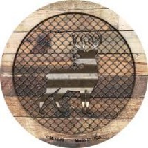Corrugated Deer on Wood Novelty Metal Mini Circle Magnet CM-1049 - $12.95