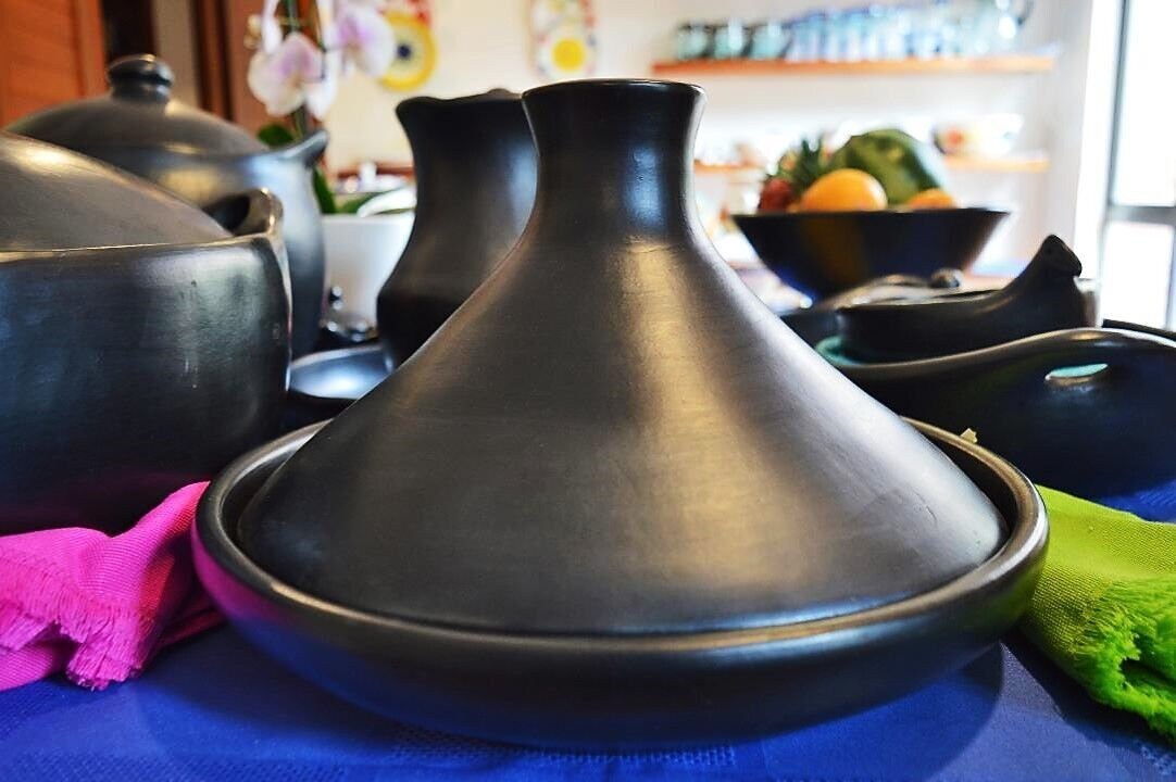 Tajine Tagine Tajin Unglazed Diameter 11.5" Aprox Hight 8" Black Clay