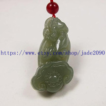 Free Shipping -  Amulet Natural green jade carved ''pi yao'' prayer Health penda - $25.99