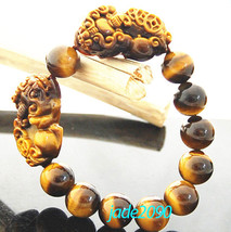 Free shipping - good luck AAA Grade Natural yellow tiger eye stone carved two PI - $30.00