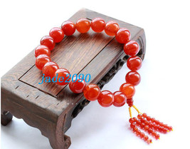 Free Shipping - good luck 100% natural RED jade Prayer Beads charm bracelet - ja - $30.00