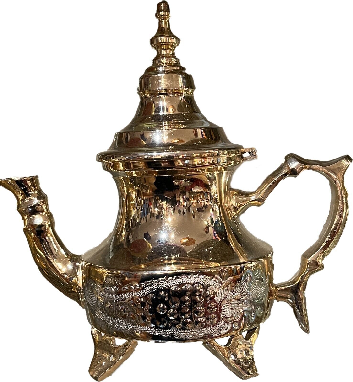 Moroccan gold silver teapot - Moroccan brass teapot- Moroccan Teapot ...