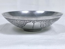 Aluminum Fruit Salad Serving Bowl Silver Pewter Grapes Pears Cherries 7-... - $9.79