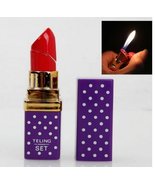 New Purple Lighter Iron Lipstick Shape Refillable Butane Gas Cigarette - $7.43