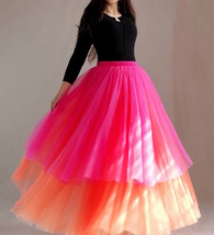 Women Tiered Tutu Skirt Hot Pink Red Tiered Tulle Skirt Party Dance Skirt Custom