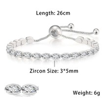 Oval Crystal Tennis Bracelets for Women Korean Fashion Gold Color Adjustable Zir - $17.79