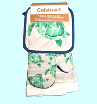 Turtle Kitchen Set, 3 piece, Towel Mitt Pot Holder, Sea Beach Coastal De... - $17.99
