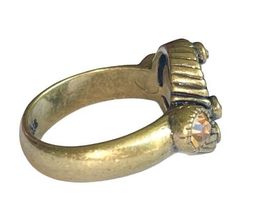Women lia sophia Brass Tone Circular Ring Crystal Rhinestone Size 8 Oval image 5