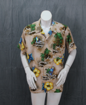 Vintage Hawaiian Shirt - Windsurfer and Yellow Flower Pattern - Men&#39;s Large - $55.00