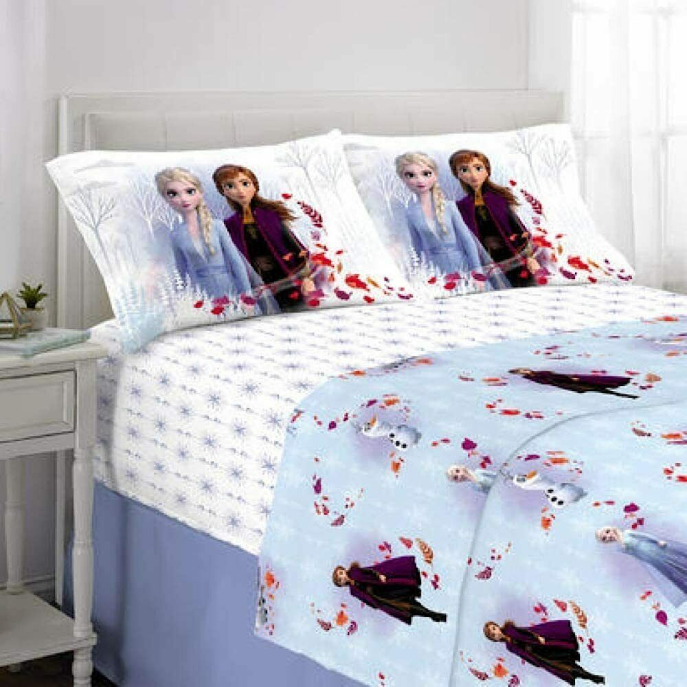 Disney Frozen 2 Elsa Anna Full Sheet Flat Fitted Pillowcase 4 Piece ...