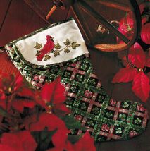 Cardinal Christmas Is Coming Stocking Pillow Bears Santa Cross Stitch Pa... - $11.99