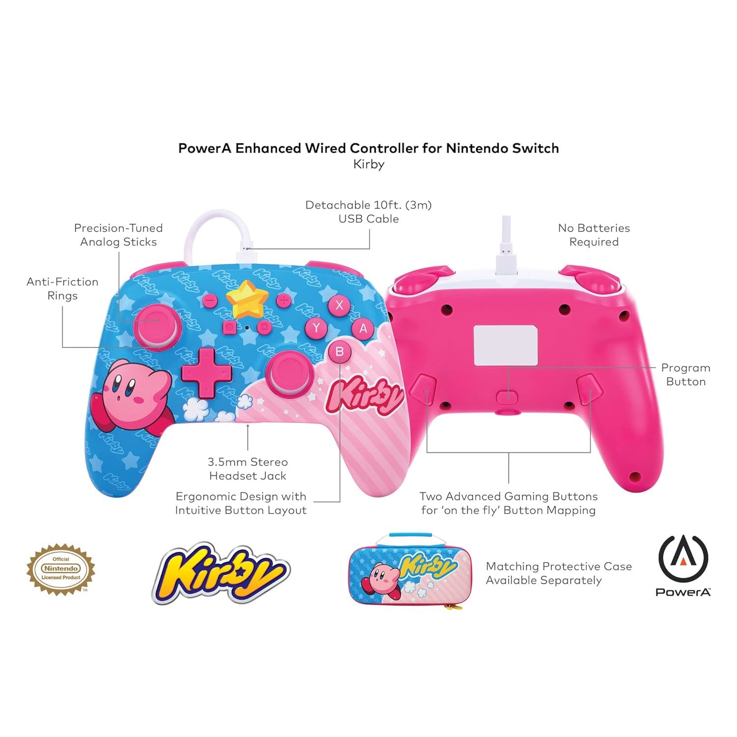 PowerA Enhanced Wired Controller for Nintendo Switch Kirby