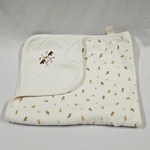 Vintage Baby Gap Blanket Cream Quilted Deer Fawn Reindeer Bear Berries Flowers - $79.19