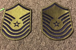 1 PAIR 2 PATCHES 1976-1993 USAF Air Force Rank Patch SENIOR MASTER SERGE... - $16.19