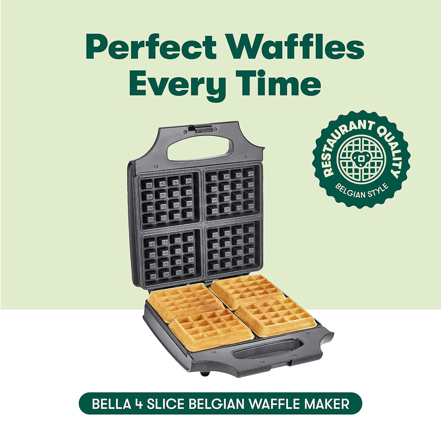 Bella - Non-Stick Rotating Belgian Waffle Maker - Stainless Steel