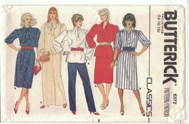 Butterick 6372 Split Neck Dress, Top, Skirt, Pants Pattern 1980s 14 16 1... - $11.75
