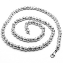 18K WHITE GOLD CHAIN FINELY WORKED SPHERES 5 MM DIAMOND CUT, FACETED 16&quot;... - $1,209.80