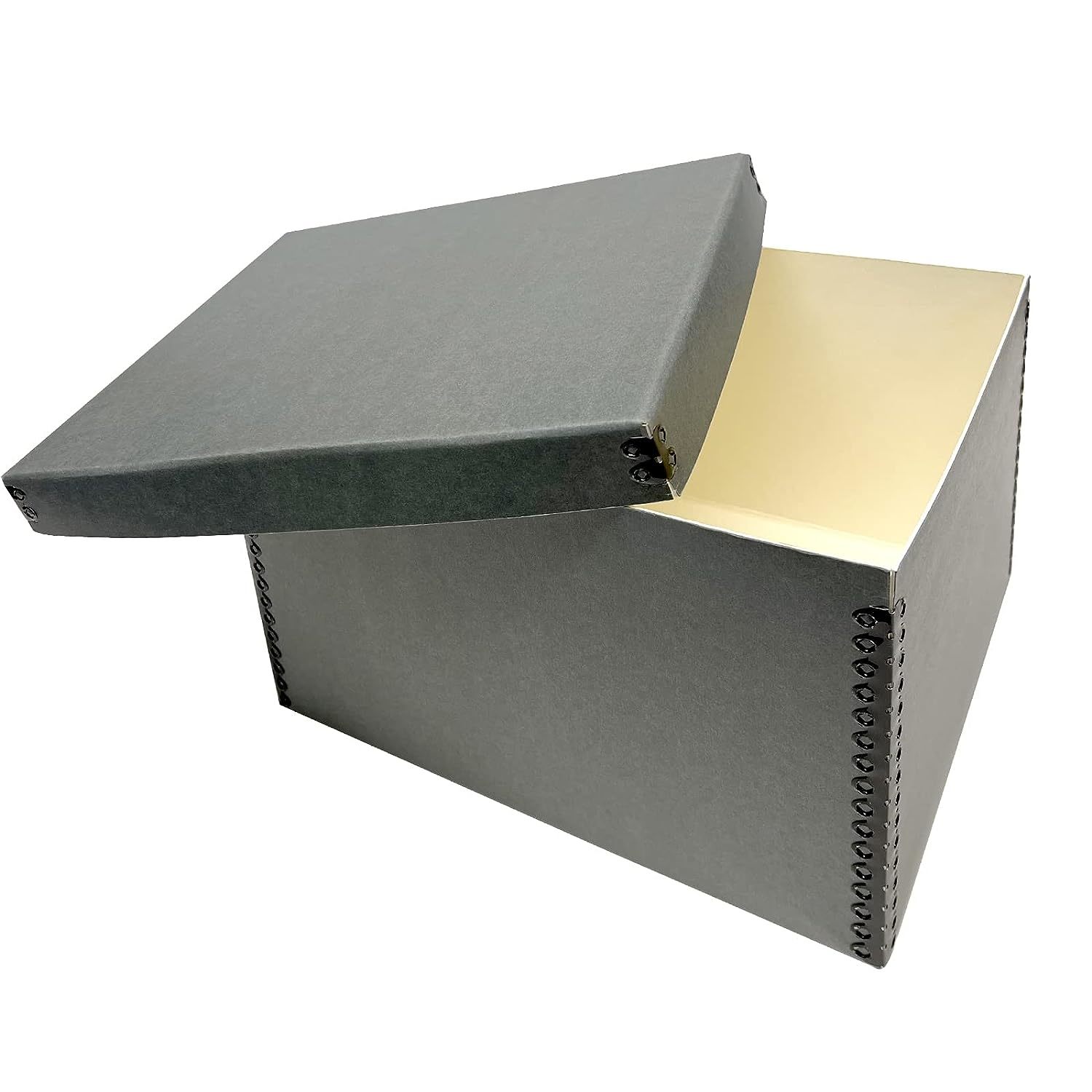 Lineco, Blue/Gray Record Storage Box 12x15x10. Archival Acid Free with Metal