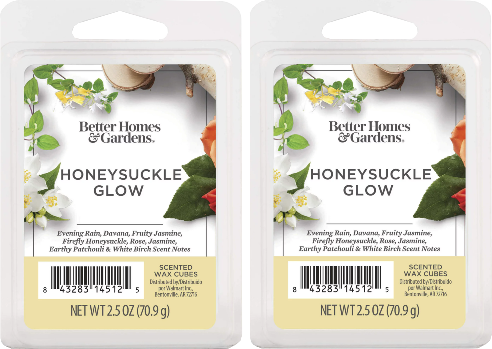 Better Homes and Gardens Scented Wax Cubes 2.5oz 2Pack (Honeysuckle