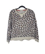 Boden Animal Print Sweatshirt L Womens Cream Brown Blue Long Sleeve Pull... - $18.83