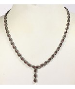 Antiquestyle 10.5 inch long Necklace .925SterlingSilver with Ruby &amp; Pave... - $1,152.00