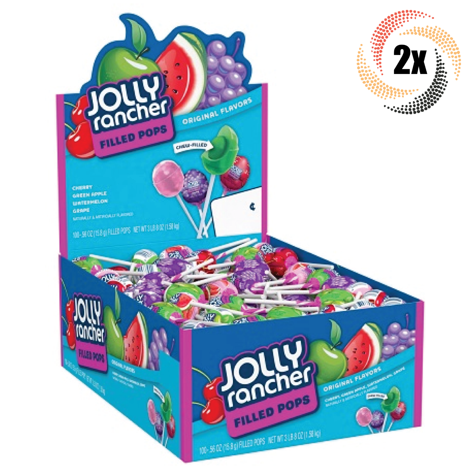 2x Boxes Jolly Rancher Assorted Flavors Filled Pops Candy | 100 Pops ...