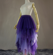 PURPLE Layered Long Tulle Skirt Tiered Holiday Skirt Outfit Custom Plus Size  image 3